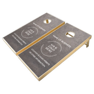 Custom Wood Grain Business Logo Cornhole Set