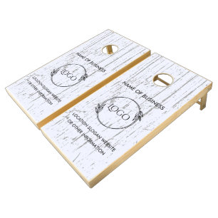 Custom Wood Grain Business Logo Cornhole Set
