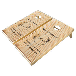 Custom Wood Grain Business Logo Cornhole Set