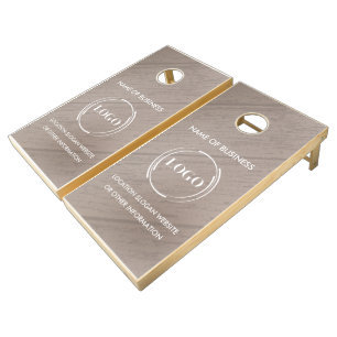 Custom Wood Grain Business Logo Cornhole Set