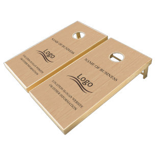 Custom Wood Grain Business Logo Cornhole Set