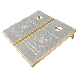 Custom Wood Grain Business Logo Cornhole Set
