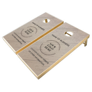 Custom Wood Grain Business Logo Cornhole Set