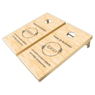 Custom Wood Grain Business Logo Cornhole Set