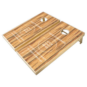 Custom Wood Grain Business Logo Cornhole Set