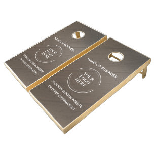 Custom Wood Grain Business Logo Cornhole Set