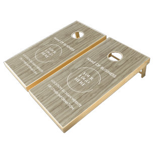 Custom Wood Grain Business Logo Cornhole Set