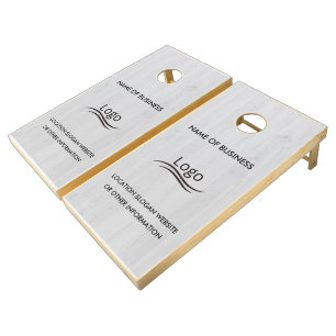 Custom Wood Grain Business Logo Cornhole Set