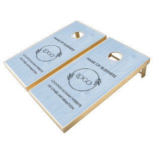 Custom Wood Grain Business Logo Cornhole Set