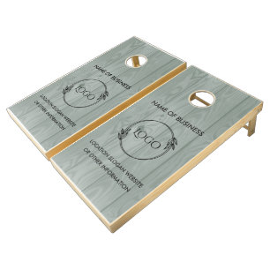 Custom Wood Grain Business Logo Cornhole Set