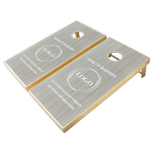 Custom Wood Grain Business Logo Cornhole Set