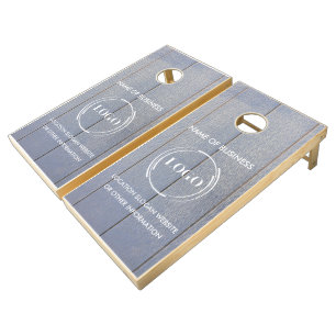 Custom Wood Grain Business Logo Cornhole Set