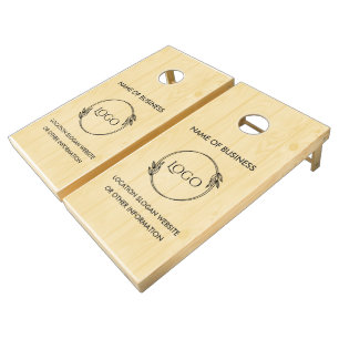 Custom Wood Grain Business Logo Cornhole Set