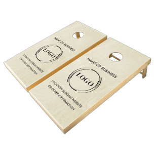 Custom Wood Grain Business Logo Cornhole Set