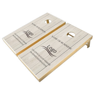 Custom Wood Grain Business Logo Cornhole Set