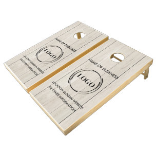 Custom Wood Grain Business Logo Cornhole Set