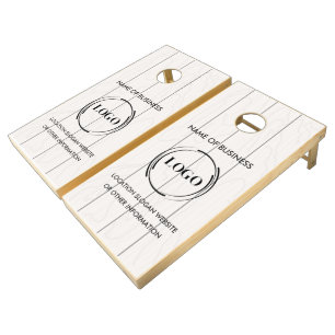 Custom Wood Grain Business Logo Cornhole Set