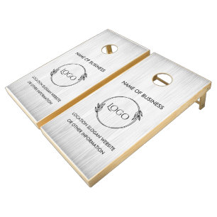Custom Wood Grain Business Logo Cornhole Set
