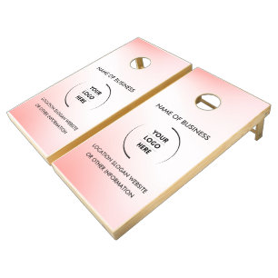 Custom Wood Grain Business Logo Cornhole Set