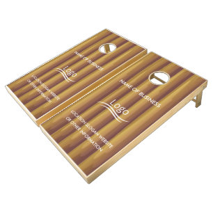 Custom Wood Grain Business Logo Cornhole Set