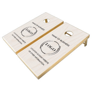 Custom Wood Grain Business Logo Cornhole Set
