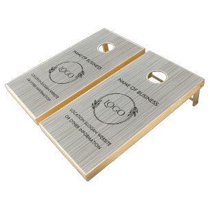Custom Wood Grain Business Logo Cornhole Set