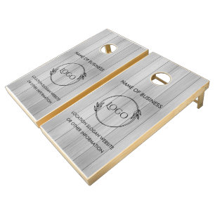 Custom Wood Grain Business Logo Cornhole Set