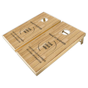 Custom Wood Grain Business Logo Cornhole Set