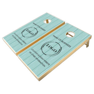 Custom Wood Grain Business Logo Cornhole Set