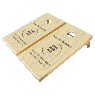 Custom Wood Grain Business Logo Cornhole Set