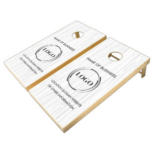 Custom Wood Grain Business Logo Cornhole Set