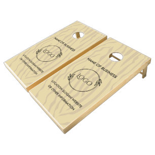 Custom Wood Grain Business Logo Cornhole Set