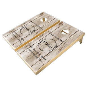 Custom Wood Grain Business Logo Cornhole Set