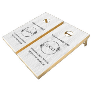 Custom Wood Grain Business Logo Cornhole Set