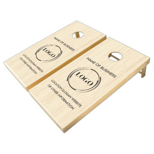 Custom Wood Grain Business Logo Cornhole Set