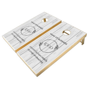 Custom Wood Grain Business Logo Cornhole Set