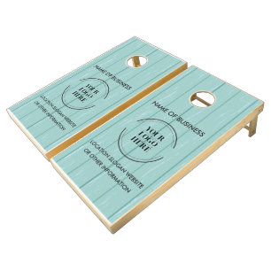 Custom Wood Grain Business Logo Cornhole Set