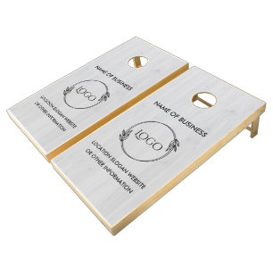 Custom Wood Grain Business Logo Cornhole Set