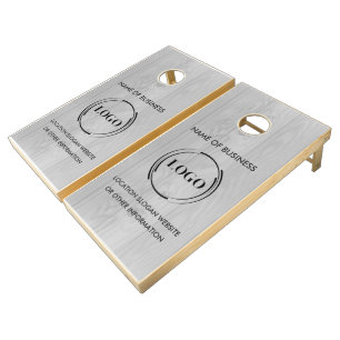 Custom Wood Grain Business Logo Cornhole Set