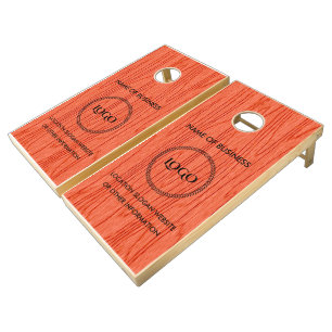 Custom Wood Grain Business Logo Cornhole Set