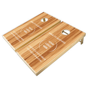 Custom Wood Grain Business Logo Cornhole Set