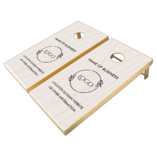 Custom Wood Grain Business Logo Cornhole Set