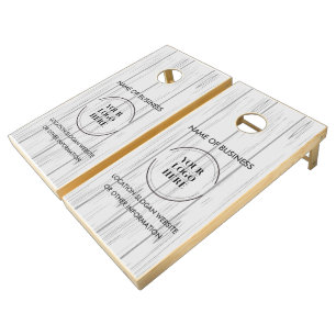 Custom Wood Grain Business Logo Cornhole Set