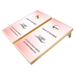 Custom Wood Grain Business Logo Cornhole Set
