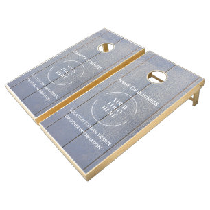 Custom Wood Grain Business Logo Cornhole Set