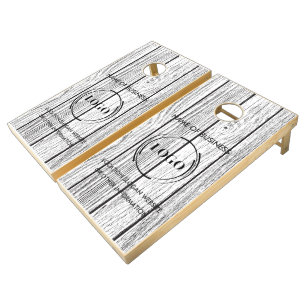 Custom Wood Grain Business Logo Cornhole Set