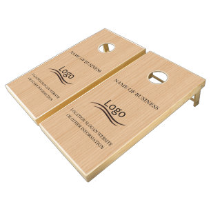 Custom Wood Grain Business Logo Cornhole Set