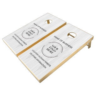 Custom Wood Grain Business Logo Cornhole Set