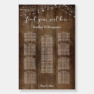 Custom & Wood Lights Reception Seating Chart Foam Board