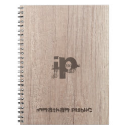 Custom Wood Look Monogram Distressed Text Template Notebook